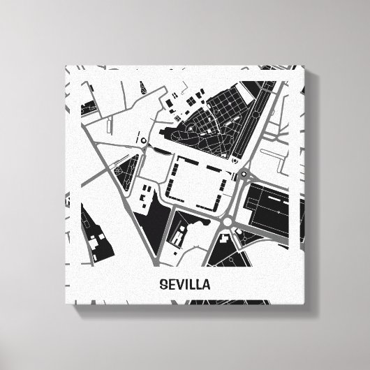 Toile Lienzo mapa minimalista Sevilla - Blanco-Negro (Recto)