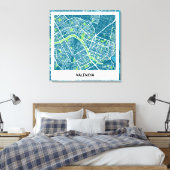 Toile Lienzo mapa minimalista Valencia - Azul-Verde (Insitu(Chambre))