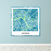 Toile Lienzo mapa minimalista Valencia - Azul-Verde (Insitu (Plancher de Bois))