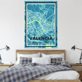 Toile Lienzo mapa minimalista Valencia - Azul-Verde (Insitu(Chambre))