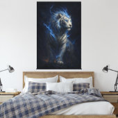 Toile Lightning White Tiger – Electric Storm Fantasy Art (Insitu(Chambre))