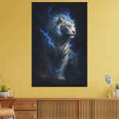 Toile Lightning White Tiger – Electric Storm Fantasy Art (Insitu(Salon))