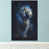 Toile Lightning White Tiger – Electric Storm Fantasy Art (Insitu (Plancher de Bois))