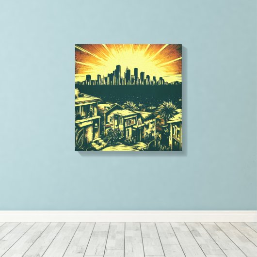 Toile Ligne aérienne de Los Angeles #2 (Insitu (Plancher de Bois))