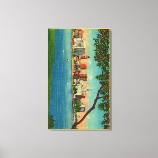 Toile Ligne aérienne d'Oakland sur le lac Merritt (Recto)