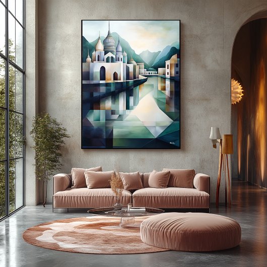 Toile Ligne aérienne indienne géométrique Abstraite avec