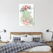 Toile Ligne art femme avec fleurs rose éclat d'eau (Insitu(Chambre))