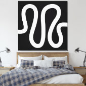 Toile Ligne courbe 01a - Blanc sur noir (Insitu(Chambre))