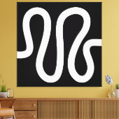 Toile Ligne courbe 01a - Blanc sur noir (Insitu(Salon))