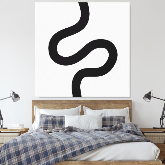 Toile Ligne courbe 02 - Noir sur blanc (Insitu(Chambre))