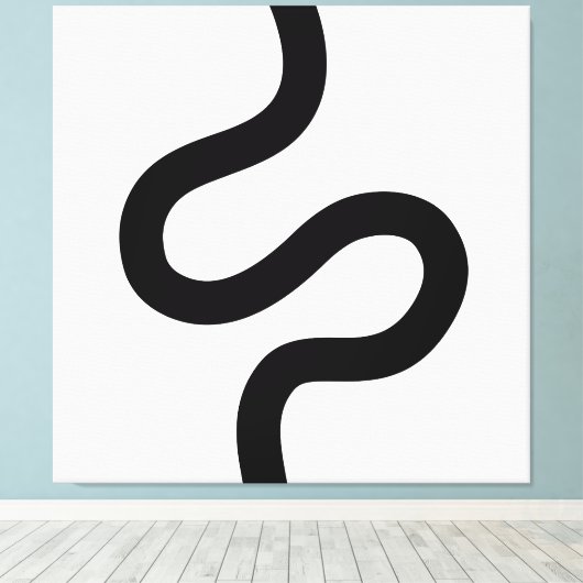 Toile Ligne courbe 02 - Noir sur blanc (Insitu (Plancher de Bois))