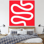 Toile Ligne courbe - Blanc sur rouge (Insitu(Chambre))