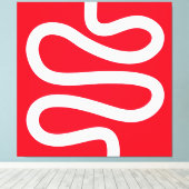 Toile Ligne courbe - Blanc sur rouge (Insitu (Plancher de Bois))