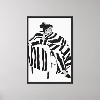 Toile Ligne d'art minimaliste de femme et monochrome