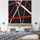 Toile Ligne Moderne Géométrie Urbaine Noir Blanc Rouge (Insitu(Chambre))