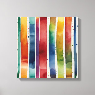 Toile Lignes arc-en-ciel Aquarelle