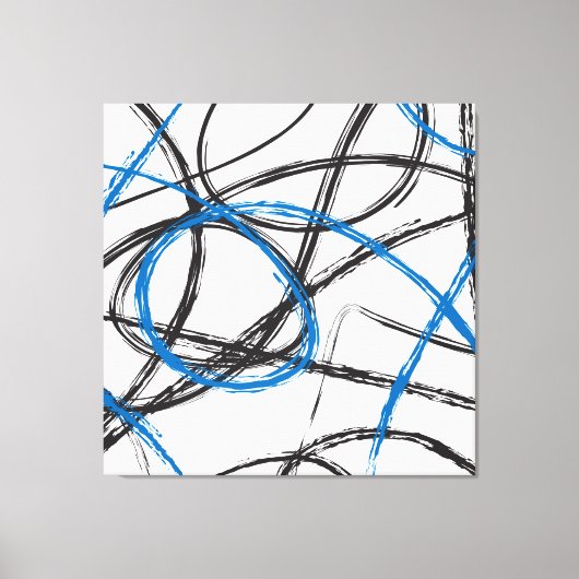 TOILE LIGNES BLEUES ABSTRAITES DESIGN ART SUR CANVAS (Recto)