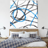 TOILE LIGNES BLEUES ABSTRAITES DESIGN ART SUR CANVAS (Insitu(Chambre))