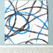 TOILE LIGNES BLEUES ABSTRAITES DESIGN ART SUR CANVAS (Insitu (Plancher de Bois))