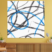 TOILE LIGNES BLEUES ABSTRAITES DESIGN ART SUR CANVAS (Insitu(Salon))