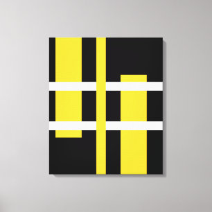 Toile Lignes d'art moderne Abstrait Jaune Blanc Noir