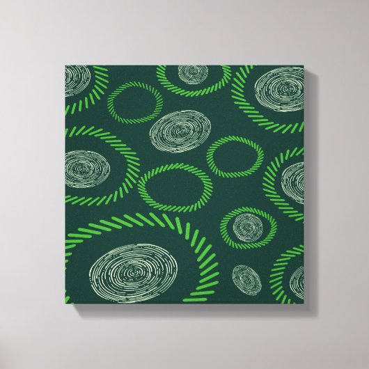 Toile Lignes de cercles géométriques Vert ivoire (Recto)