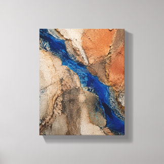 Toile Lignes de faille au cobalt – Art abstrait texturé