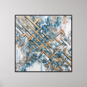 Toile Lignes dorées dans un calme bleu