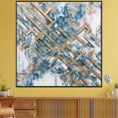 Toile Lignes dorées dans un calme bleu (Insitu(Salon))