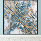 Toile Lignes dorées dans un calme bleu (Insitu (Plancher de Bois))