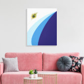 Toile Lignes ondulées modernes dans des nuances de bleu (Insitu(Salon))
