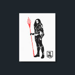 Toile Ligue de Justice | Aquaman Pose Noir Pop Art<br><div class="desc">Regardez cette silhouette noire et blanche de l'Aquaman de la Ligue de la Justice,  alors qu'il se tient avec son trident. Ce graphique de style noir est accentué par son trident coloré en rouge vif.</div>