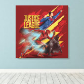 Toile Ligue de Justice | Badge Superman, Flash et Batman (Insitu (Plancher de Bois))