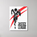 Toile Ligue de Justice | Flash Running Noir Pop Art<br><div class="desc">Découvrez ce dessin stylisé noir et blanc de The Flash de la Ligue de la Justice alors qu'il court à la vitesse supérieure. Ce graphique inspiré du pop art est accentué par des tirets rouges derrière le Flash.</div>