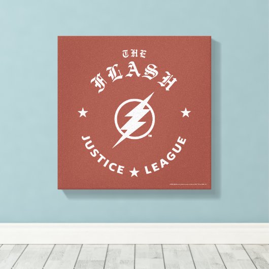 Toile Ligue de Justice | L'Emblème Flash Retro Lightning (Insitu (Plancher de Bois))