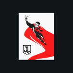 Toile Ligue de Justice | Superman Flying Noir Pop Art<br><div class="desc">Regardez ce dessin Superman de la Ligue de la Justice de style pop art tandis qu'il vole dans les airs. Ce dessin noir et blanc est compensé par sa cape rouge vif et le logo rouge S-Shield sur sa poitrine.</div>