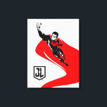 Toile Ligue de Justice | Superman Flying Noir Pop Art<br><div class="desc">Regardez ce dessin Superman de la Ligue de la Justice de style pop art tandis qu'il vole dans les airs. Ce dessin noir et blanc est compensé par sa cape rouge vif et le logo rouge S-Shield sur sa poitrine.</div>