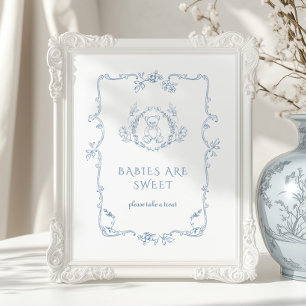 Toile  lijst Baby's zijn lieve teddybeer Poster