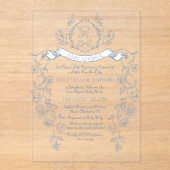 Toile  lijst Chinoiserie Baby shower Acryl Uitnodigingen (Voorkant)