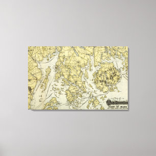 Toile L'Île déserte de bâti et la côte de la carte d