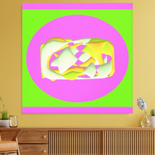 Toile Lime Vert et violet clair motifs (Insitu(Salon))