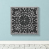 Toile Line Art Abstrait original centré noir gris (Insitu (Plancher de Bois))