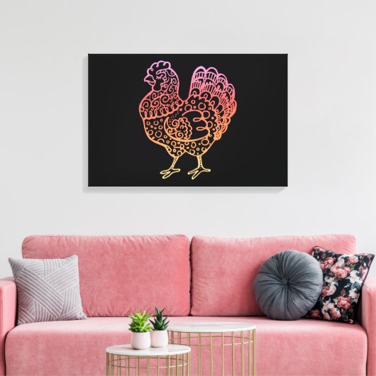 Toile Lineart de poulet orange (Insitu(Salon))