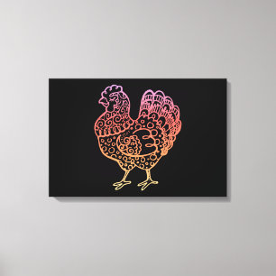 Toile Lineart de poulet orange