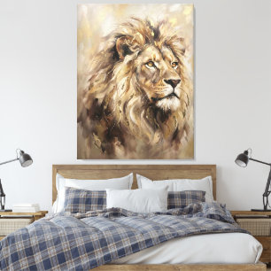 Toile Lion Abstrait Majesté Dorée Faune de Luxe