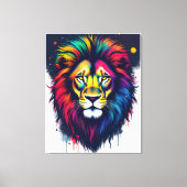 Toile Lion abstrait multicolore vibrant (Recto)