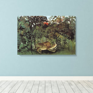 Toile Lion Affamé par Henri Rousseau, Animal Sauvage Vin
