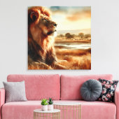 Toile Lion aquarelle sur la savane (Insitu(Salon))