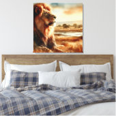Toile Lion aquarelle sur la savane (Insitu(Chambre))