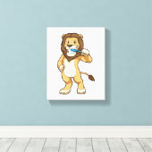 Toile Lion avec brosse à dents (Insitu (Plancher de Bois))